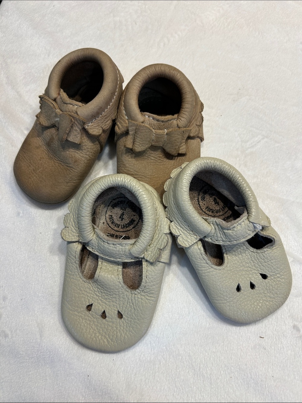Freshly Picked Brown and Cream Baby Moccasins